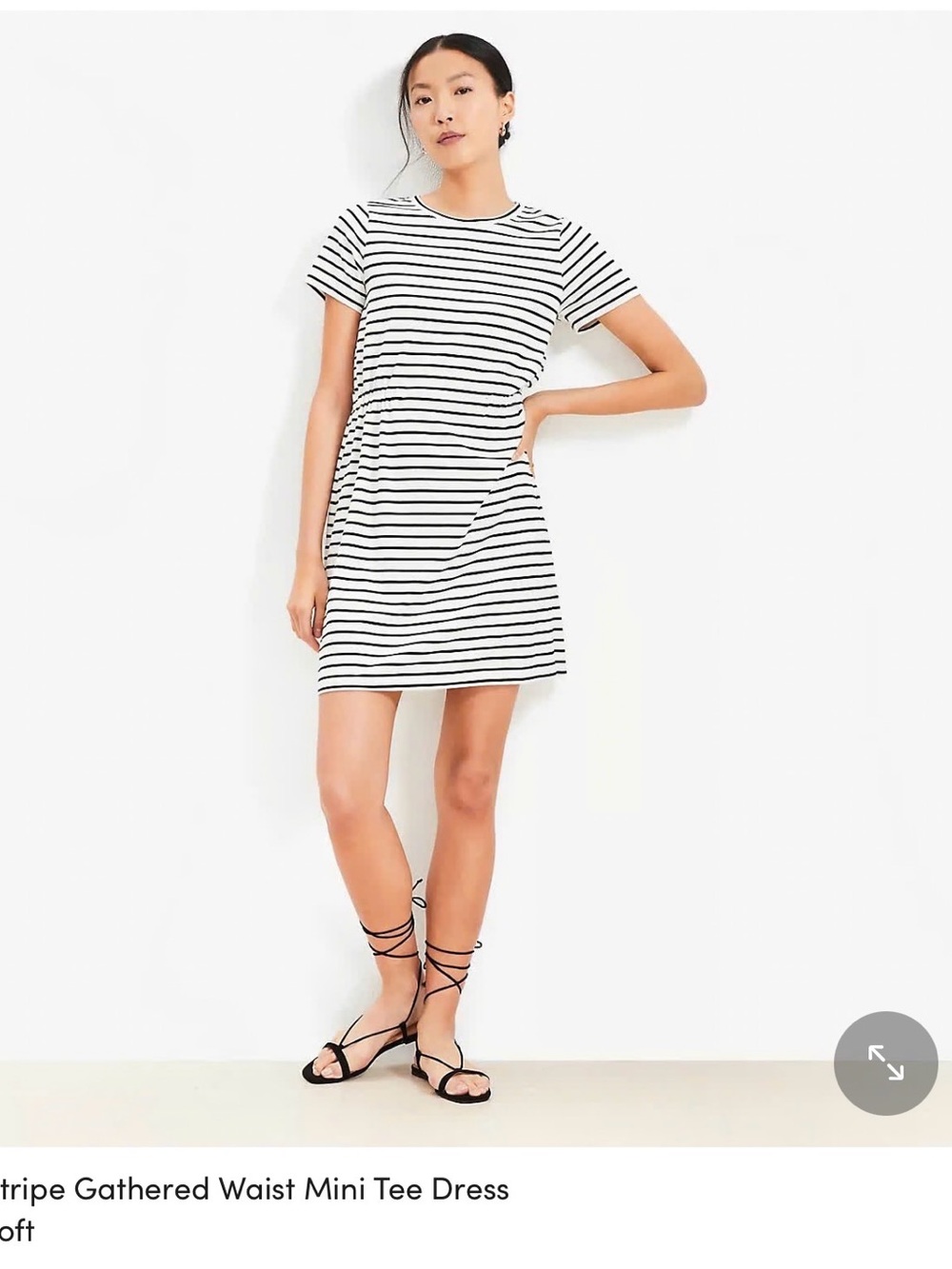 LOFT Black and White Striped Short Sleeve Mini Dress